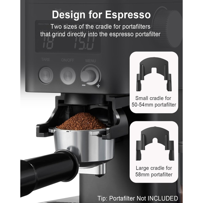 MOKKOM Coffee Grinder Electric with Scale, Conical Burr Coffee Grinder