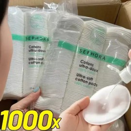 Sangpum Sangse Seolmyung Chamjo 일회용 메이크업 리무버 패드 부드러운 통기성 라운드 에지 데일리 페이스 클리닝 코튼 스킨 케어 페이셜 Disposable Makeup Remover Pads Soft Breathable Round Edge Daily Face Cleaning Cotton Skin Care Facial [200pcs-2 pack]