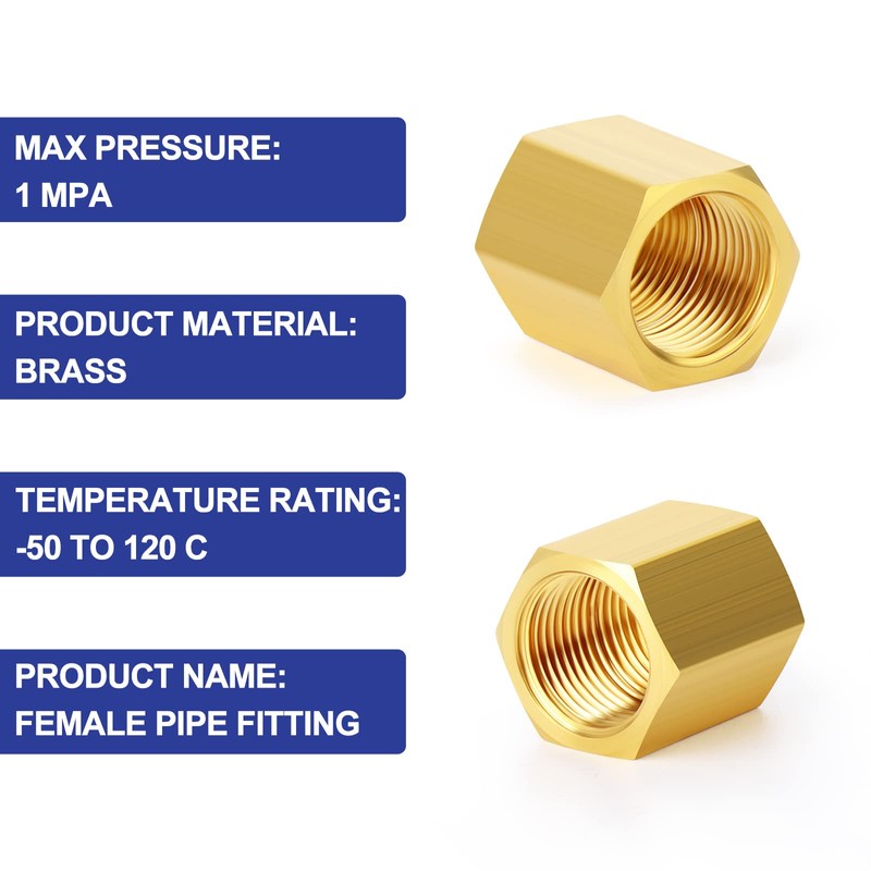 ERGAOBOY 2 x 1/2 inch BSP brass hexagon socket pipe
