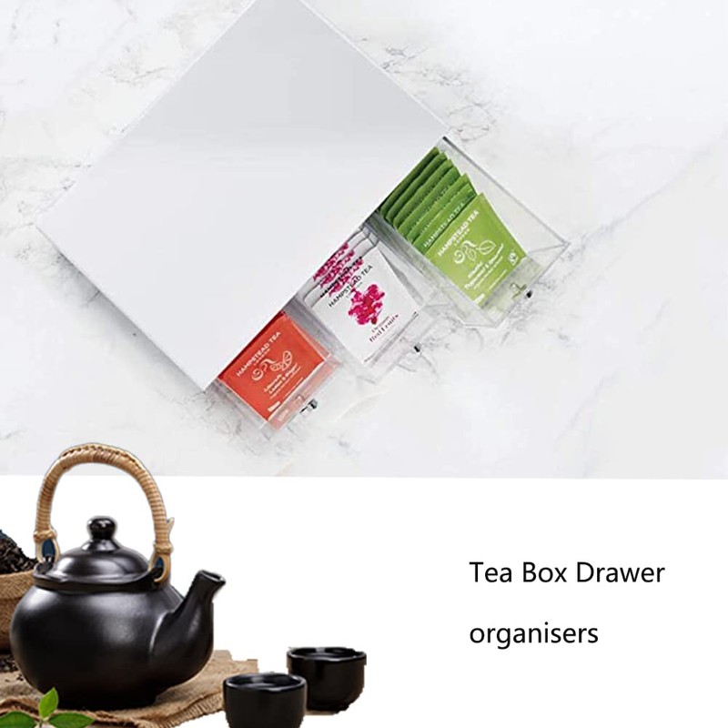 Tea Box with 3 Drawers, Tea Boxes for Tea Bags,