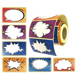 Cartoon/Comic Superhero Name Tag Labels, Colored Stickers 204 Per Roll Self-Adhesive by Toucan Craft Supplies