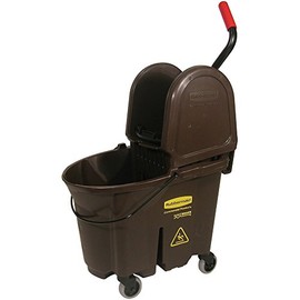 Rubbermaid Commercial Products WaveBrake 2.0 35 QT Down-Press Mop Bucket with Wringer Set, Brown