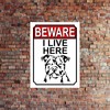 Shawprint BEWARE I LIVE HERE METAL GATE SIGN DOG 200MM