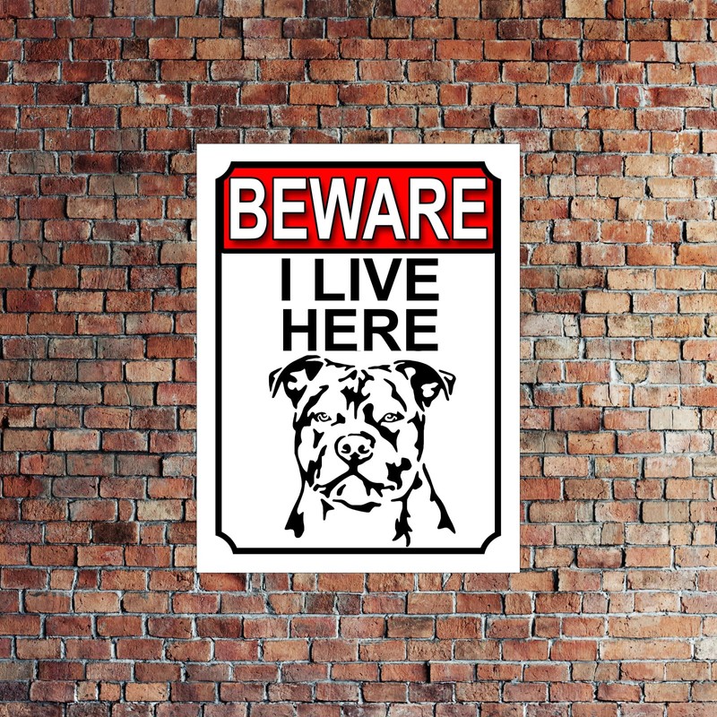 Shawprint BEWARE I LIVE HERE METAL GATE SIGN DOG 200MM