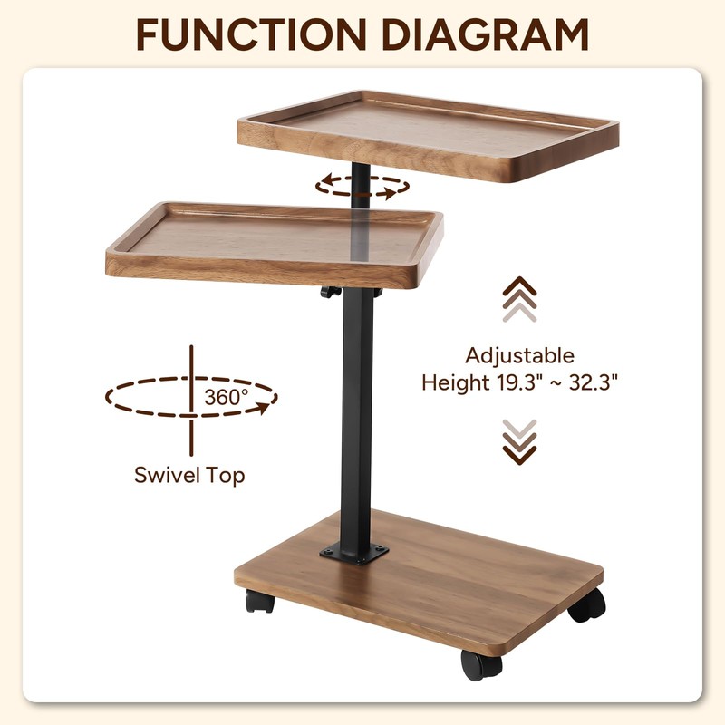FRWXUIEO Adjustable C Table End Table, Side Table C Table