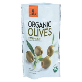 Gaea Organic Snack Pack Pitted Green Olives with Sea Salt and Lemon Juice - 2.3 oz (Pack of 8)