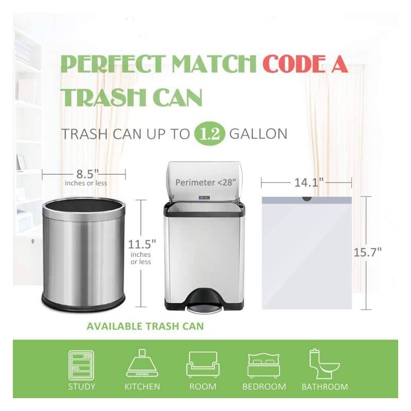 1.2 Gallon 220pcs Strong Drawstring Trash Bags Garbage Bags by