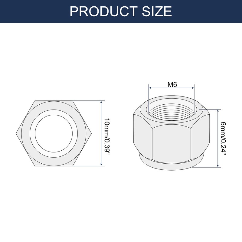 uxcell 15Pcs M6 x 1 Nylon Insert Hex Lock Nuts,