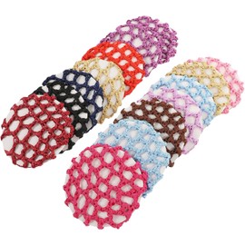 Genérico 14 Piezas Redecilla Elástica Cabello de Poliéster Reutilizable para Mujer, Protección del Cabello para Bailarinas y Azafatas en Ocasiones Formales Color Aleatorio Varios estilos