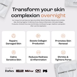 Cosmetic Consult Miracle Skin Transformation By Ashley Stobart | Rejuvenates & Refreshes Skin Overnight, Smooths Wrinkles & Acne, Boosts Collagen, Anti-Ageing Skin Cleanser | 4 x Skincare Sachets