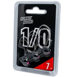 Monkey Lures Hook - 3 Jig Heads, Size/Weight/Colour: Size 1/0 / 7 g / Black