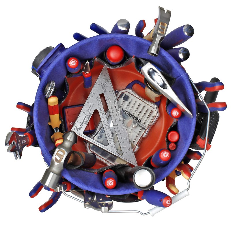 WORKPRO Bucket Tool Organizer with 51 Pockets Fits to 3.5-5