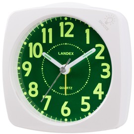Langex YT5220WH Alarm Clock, Analog, Continuous Second Hand, Paul Star LC Luminous Dial, White
