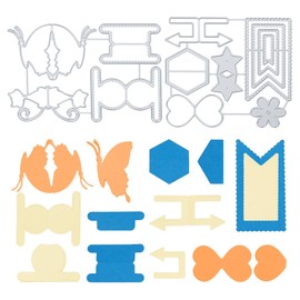 INFUNLY 13 Pieces Metal Bookmark Cutting Dies Tab Die Cut Banner Cutting Dies Carbon Steel Embossing Stencil for DIY Cards Scrapbooking Paper Album Decor