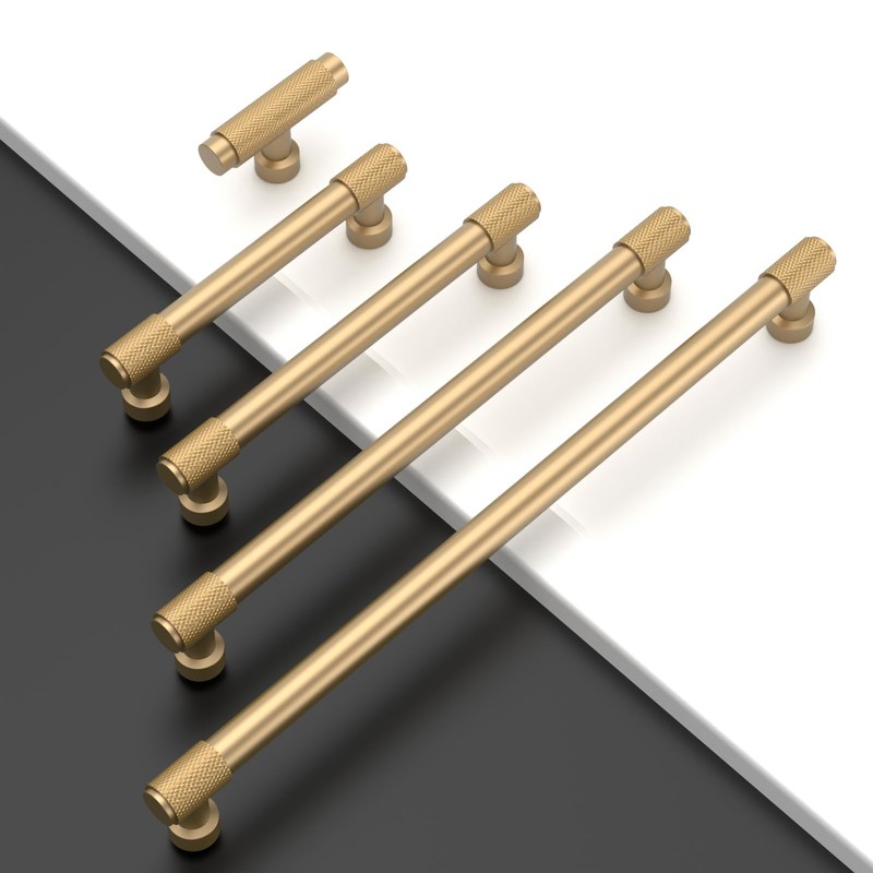 Coinkoly 10 Pack 3.75"(96mm) Champagne Bronze Cabinet Pulls Knurled Kitchen