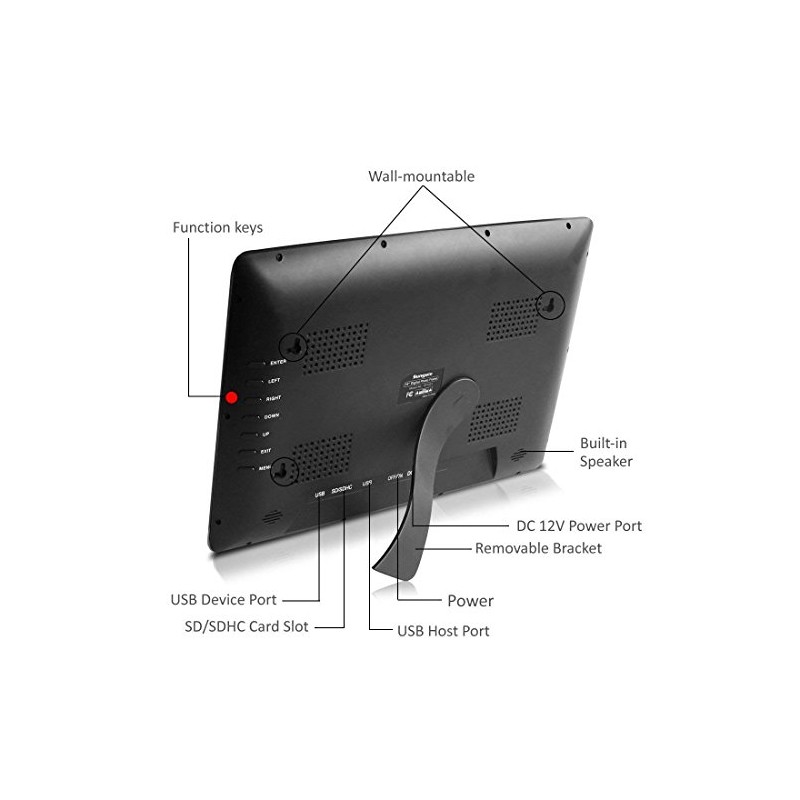 Sungale 14" Hi-Resolution Digital Photo Frame with Remote Control, Transitional