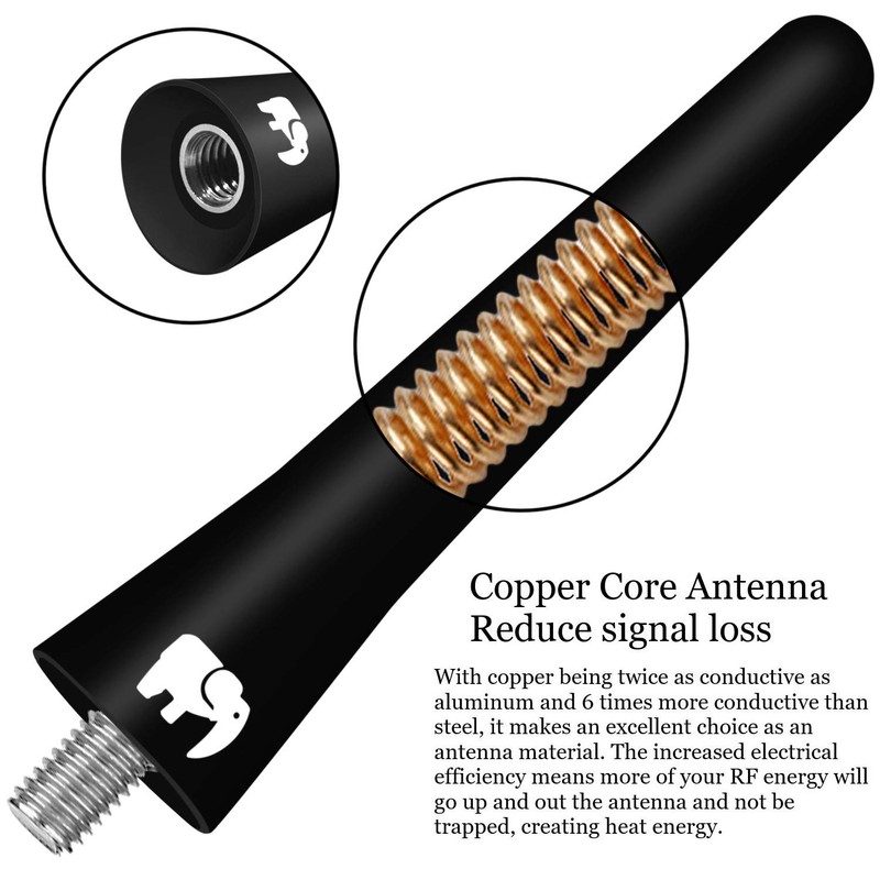 ONE250 2.5" Short Copper Core Antenna, Compatible with Volkswagen VW