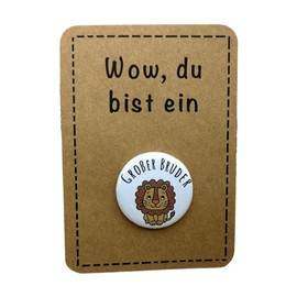 Big Brother Lion Badge with Safety Pin 32 mm Gift Big Brother Announcing Pregnancy Gift for Birth Gift Siblings, Metal, No Gemstone