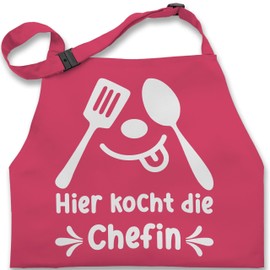 Shirtracer - Children's Apron for Boys and Girls - Cooking Apron - Hier kocht die Chefin [German Language], 1 Pink