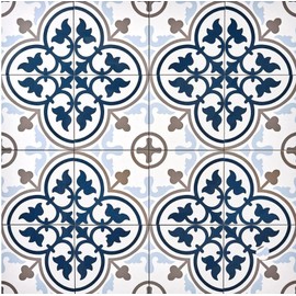 Tenedos Provenza Square 8x8 Gray White Blue Compact Porcelain Floor Tile Matte for Kitchen Wall, Bathroom Shower, Laundry Room, Accent Wall (1 Piece)