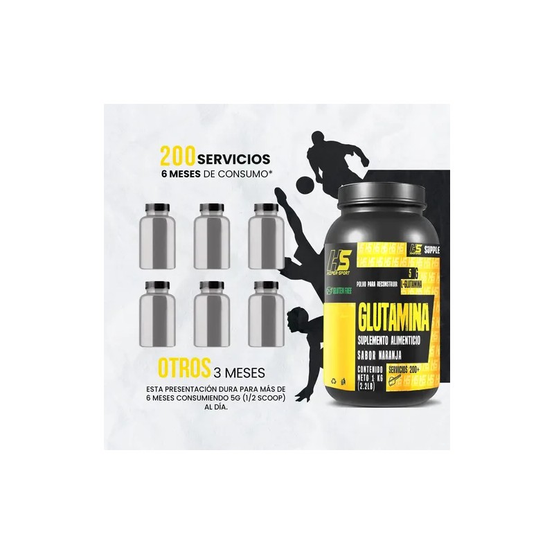 Suplemento En Polvo Glutamina Hiper Sport 1kg Varios Sabores