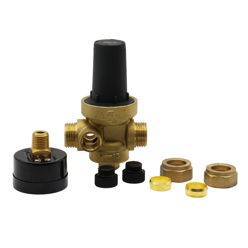 Inta PRVG15 Pressure Reducing Valve with Gauge, 15mm Brass, Water