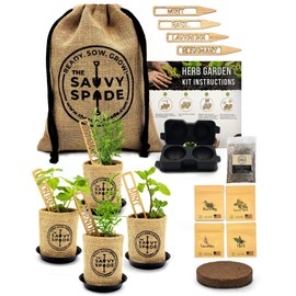 Cocktail Herb Garden Kit Indoor – Grow Your Own Cocktail Kit with Ice Ball Maker and Non-GMO Heirloom Lavender Seeds, Mint Seeds, Rosemary Seeds, Basil Seeds – Housewarming Gift