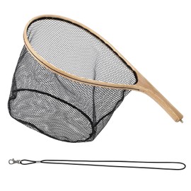 Mounchain Fly Fishing Landing Net, Curved Handle Fishing Net with Black Deep Net, Freshwater Fishing Landing Net, Small Mesh Fishing Net for a Safe Release, Fishing Gifts for Men