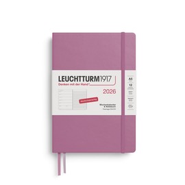 LEUCHTTURM1917 372471 Weekly Calendar & Notebook Medium (A5) 2026, 12 Months, Dusty Rose, German