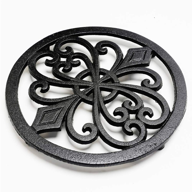 Sungmor Heavy Duty Cast Iron Round Metal Trivet,Rustproof Black Racks