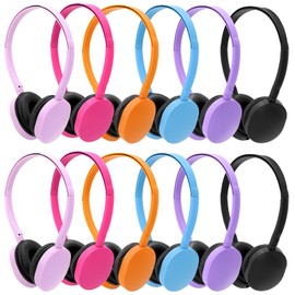 Anrgterg 12 Pack Kids Headphones Bulk for School, Multi Color Wired Kids Classroom Headphones Adjustable with 3.5 mm Jack for School Library Students Children Teens and Adult