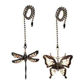 QLXHBOT Ceiling Fan Pull Chain Ornaments Extension,12 Inch Lighting And Fan Beaded Ball Fan Pull Chain Extender with Connector, Dragonfly and Butterfly Ceiling Fan Pull Chain Set-2Pcs