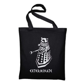 Dalek Exterminate Jute Bag Bag Bag Cotton Bag, BLACK (Black) - styletex23bagdalek1