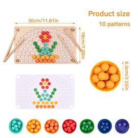 volumoon Rainbow Clip Beads Board Game, Montessori Toy, Clip Beads Puzzle Board Games