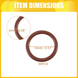 INFINAUTO O Ring Seal Gasket, 13mm ID x 2mm CS for Cars Trucks SUVs Trailers Orings Seal Washer Replacement Automotive Faucet Repair Brown, 50 Pcs