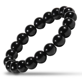 Natural Stretch Jade Bracelet for Women Men 10MM Bead 6.7 Inch to 7.5 inch Healing Crystal Energy Gemstone Bracelet for Women Men Gift (black)