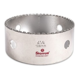Starrett Sierra perforadora de grano de diamante, ideal para taladrar agujeros de diámetro pequeño, diámetro de 4-1/4 pulgadas, profundidad de corte de 1-5/8 pulgadas, tamaño de rosca 5/8-18, tipo eje XA2/XA10, plata, KD0414-N