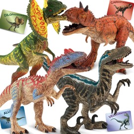 Zippytots 4 PCS Big Dinosaur Toys for Kids 3-5 Realistic Dinosaur Figures with Learning Cards & Movable Parts- Jumbo Dino Toys for Kids 5-7 Ideal Gift for Toddlers Boys Girls Ages 3+