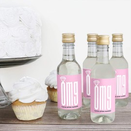 Big Dot of Happiness Omg, You're Getting Married - Mini Wine and Champagne Bottle Label Stickers - Engagement Party Favor Gift for Women and Men - Set of 16