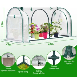 KBOROVER Mini Greenhouse for Outdoor,Portable Small Tunnel Greenhouses for Outdoors with Roll up Zipper Door for Protecting Plant (PE, 47" x23" x 23")