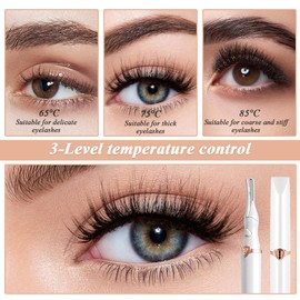 Electric Heated Eyelash Curler, Portable Heated Lash Curler - 24 Hours Long Lasting,Electric Eyelash Curler Intelligent Power 0ff for Eye Beauty Makeup - White