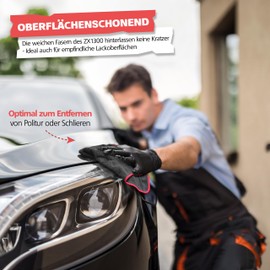 SPRINGER ZX1300 – 4 x Microfibre Car Cloths 40 x 40 cm – 100% Scratch-Free and Gentle – Car Polishing Cloths with 380 GSM – Extremely Absorbent and Lint-Free – Cleaning Cloths for Car Care