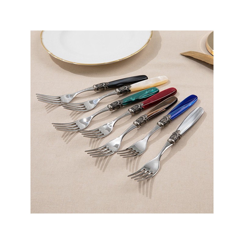 D&amp;D Roma Dessert Fork Choose 1, Dark Green Pearl O172