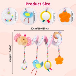 Spiral Pram Toys for Babies,Animal Spiral Pram Hanging Toys Spiral Car Seat Pushchair Stroller Cot Toys Spiral Activity Hanging Toys Car Seat Toys Wrap Around Hanging Toy for 0-6 Month Baby (Elephant)