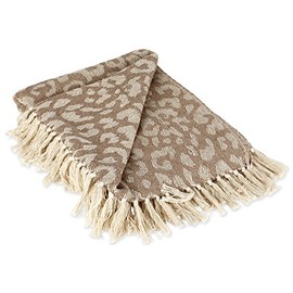 DII Bold Eclectic Leopard Woven Throw, 50x60, White