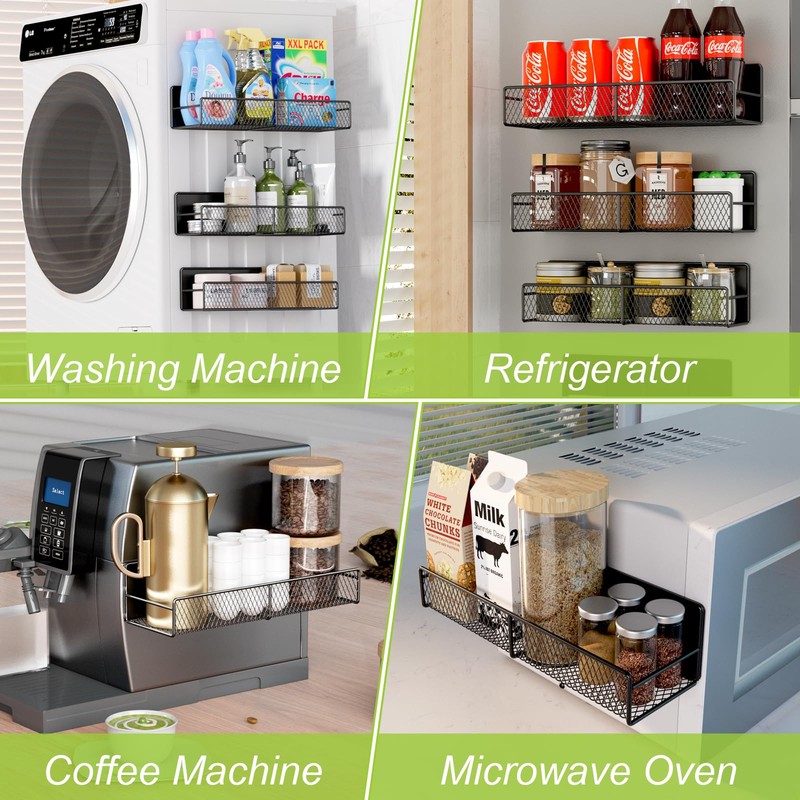 4 Pack Magnetic Shelves for Washing Machine, Heavy-Duty Magnetic Laundry