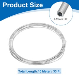 sourcing map Stainless Steel Tubing Coil, 1/8" OD x 33 ft Industrial 304 Stainless Steel Tube, Welded Steel Tubing, Silver Tone