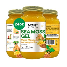 MAX FIT Sea Moss Gel Maca Ashwagandha 24oz Wildсrafted Gold Sea Moss Gel from Saint Lucia | 92 Vitamins and Minerals | Pure Raw+Non-GMO