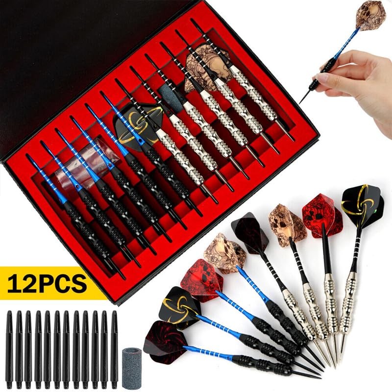 AIMALL 12PCS 23g Brass Tip Dart Flights Aluminum Barrel Nice