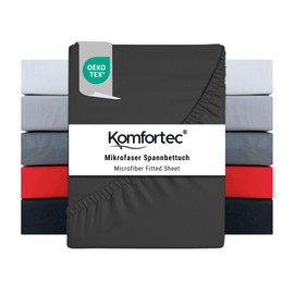 Komfortec Brushed Microfibre Fitted Sheet 160 x 200 cm Anthracite